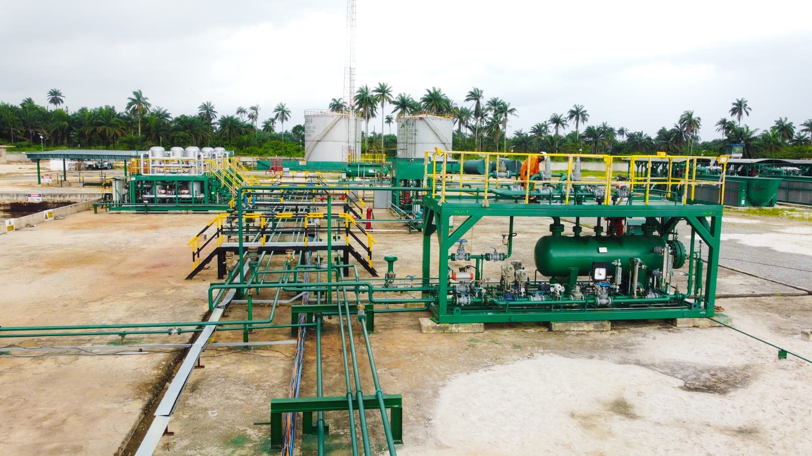 Aerial view of the Apani surface facilities and pipe racks